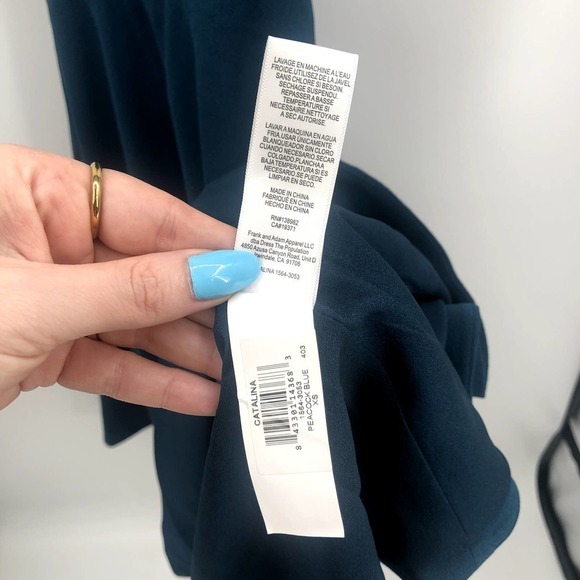 DRESS THE POPULATION Catalina Peacock Blue Fit & Flare Cocktail Dress XS NEW - Picture 9 of 11